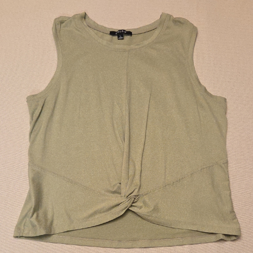 Zobha Sage Green Twist Knot Muscle Tee